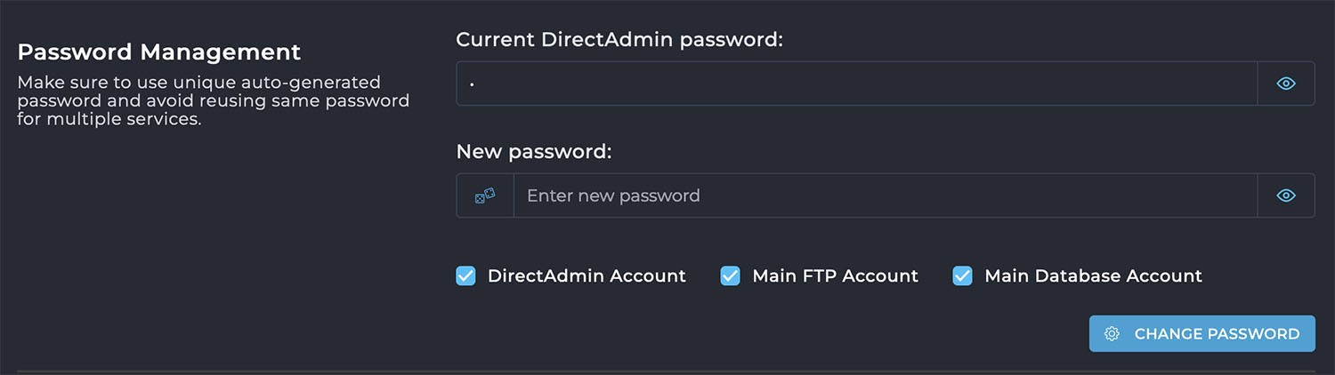 DirectAdmin Change Password